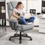 GYI Big and Tall Office Chair 400LBS, 160° High Back Reclining Office Desk Chair with Wide Seat, Arms, Footrest, Grey