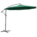 Outsunny 3(m) Garden Banana Parasol Hanging Cantilever Umbrella with Crank Handle and Cross Base for Outdoor, Sun Shade, Green