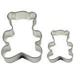 PME Teddy Cookie and Cake Cutters, Small and Large Sizes, Set of 2,Silver