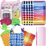 Artcome Pot Holder Weaving Loom Kit with 400 Weaving Loops of 10 Colors, Metal Crochet Hook, Shuttle, Weaving Comb, Storage Hand Bag - Potholder Loom Kit for Girls and Adults - Ideal Gift (Pink)