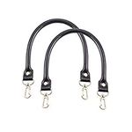 PH PandaHall Black Leather Purse Handle, 2pcs 15.7" Bag Replacement Strap Rounded Handbag Shoulder Bag Strap with 0.6" Golden Swivel Buckles for DIY Clutch Tote Making Repiaring