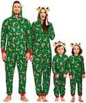 PATPAT Family Christmas Pajamas Matching Set Xmas Holiday Zip Up One Piece PJs Hooded Women Men Kid Baby Sleepwear, Green, Medium