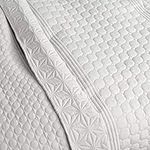 HOMELEVEL Bedspread Bed & Sofa Throw Bed Cover Sofa Day Blanket Bed Cover XXL Blanket Throw (220cm x 240cm, White Patterned)