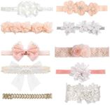 10 Pcs Baby Girls Headbands Super Stretchy Headband and Bows for Newborn Lace Petals Flower Hair Accessories Baby Girl Gift