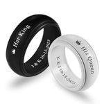 INBLUE Personalized Matching Silicone Rings for Couples His and Hers Wedding Ring Sets Custom Engraved Text/Symbol Wedding Band Promise Rings Gift for Husband Wife (Rings Set, Style A)