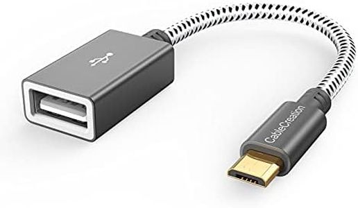 CableCreation Micro USB 2.0 OTG Cable Braided On The Go Adapter Micro USB Male to USB Female Compatible with Samsung S7, Flash Drive, Mouse, Keyboard, Game Controller, Aluminum Space Gray