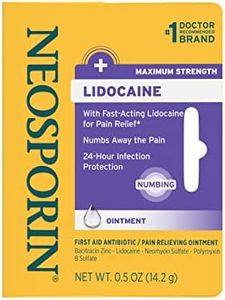 Neosporin + Lidocaine First Aid Antibiotic Ointment, Maximum Strength & Fast-Acting Topical Pain Reliever, 24-Hour Infection Protection That Numbs Away The Pain, Bacitracin Zinc, 0.5 oz