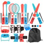 20 in 1 Switch Sports Accessories Kit for Nintendo Switch Sports, Switch Controllers Joy-Con Grips, Family Accessories Bundle Compatible with Nintendo Switch/Nintendo Switch OLED-With Storage Bag