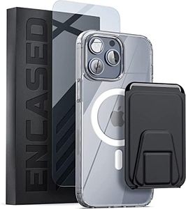 Encased Wallet Case Set Designed for iPhone 14 PRO Case with Magnetic Card Holder, Kickstand and Screen Protector - Compatible with MagSafe, Crystal Clear (3-in-1)