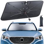 Car Windshield Sun Shade Umbrella - Lamicall [5 Layers Nano Coating][10 Fiberglass Ribs] Foldable Front Window Sunshade, Car Interior Protection, Windshield Cover for Large Sedan, SUV, (61x33 inches)