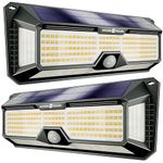 Solarleuchte Für Außen, 100 Led Solarlampe Wasserdichte Außen Solarleuchte Mit Bewegungsmelder Sicherheitswandleuchte 3 Modi 270°Vierseitige Beleuchtung- 1800Mah Solarlicht Für Garten【2 Stück】