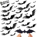 Pomefar Halloween Decoration, 88Pcs Halloween Bat Wall Stickers in 4 Different Sizes, Halloween Bats Wall Decals Party Decorations Indoor Sticker Wall Stickers