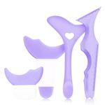 Gleva Multifunctional 4Pcs Eyeliner Stencils Reusable Silicone Eyeliner Aid Mascara Shield Guard Eyeliner Eyelash Lipstick Eyeshadow Applicators, Eye Makeup Tool (Purple)