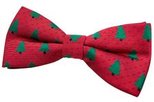 Retreez Red Christmas Woven Pre-tied Bow Tie with Christmas Trees Pattern (4.5")