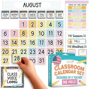 Classroom Calendar Set Bulletin Board Decor – School Calendar for Classroom Elementary, Composition Notebook Bulletin Board Decorations, Preschool Calendar Bulletin Board Set for Classroom Decor