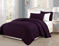 Mk Collection Diamond Bedspread Bed-Cover Embossed Solid Dark Purple New (Full/Queen Size)