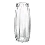 JAKY Global Crystal Clear Glass Vase Modern Ribbed Glass Vase for Flowers, Candles, and Decorative Accents - Tall/Short Glass Vase for Centerpieces Home Table Decor(Clear H11.8inch)