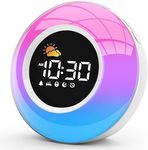APUZOM Kids Alarm Clock, Toddler Sleep Trainer Clock with Night Lights, Digital Alarm Clock for Kids with Sun Moon, 12 Sleep Sounds, Snooze, Bedside Clock with Wake Up Light, Gifts for Boys Girls