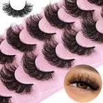 alicrown False Eyelashes Fluffy Lashes Wispy Thick Volume Faux Mink Eye Lashes Curly Strip Lashes Extensions Dramatic 20MM Long 7 Pairs Fake Eyelashes Pack, Black