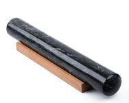 GMYIAK Marble Rolling Pin with Wooden Bracket, Marble Rolling Pin, Non-Stick Dough Rolling Pin for Bread, Pizza Dough, Crust, Pastry, Cookies (Black, 11.8 inch)