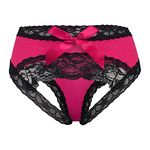 CITUYER Women Sexy Lace Panties Underwear with Cute Bow Midnight Lingerie Briefs （Rose Red-L）