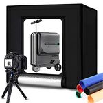 DUCLUS Light Box Photography 60 cm, Professional Portable Photo Studio Box 24 inches with 2 Movable LED Strips & 5500K Stepless Dimming, 6 Backdrops for Product Photography