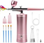 Airbrush-Kit Rechargeable Cordless Airbrush Compressor - Auto Handheld Airbrush Gun, Airbrush Set Portable Wireless Air Brush for Barber, Nail Art, Cake Decor, Makeup, Model Painting