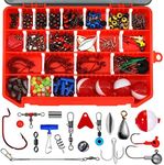 263pcs Fishing Accessories Kit Fishing Tackle Kit Swivels Hooks Split Shots Fishing Gear for Saltwater and Freshwater