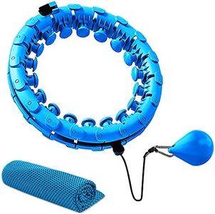 Weighted Hula Smart Hoops, 2021 New Version Abdomen Fitness Equipment, Hoola Hoop with Cold Towel, 24 Detachable Knots Adjustable Weight Auto-Spinning Ball for Adults & Kids