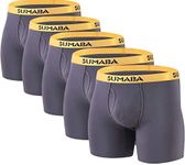 SUMABA Men's Underwear Breathable Long Leg No Ride-up Boxer Briefs for Men Open Fly M L XL 2XL 3XL, Dark Gray-5, Large