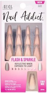 Ardell Nail Addict Press On Nails, Flash & Sparkle with Glitter Design, Easy-to-Apply, Reusable Artificial Nails for Instant Glam Look, Nail Kit, 1-Pack
