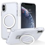 DUEDUE Magnetic for iPhone X Case,iPhone Xs Case Compatible with MagSafe Ring Holder Stand Translucent Matte Phone Case iPhone X/Xs Slim Shockproof Protective Cover for iPhone Xs/X 5.8",Semi-Clear