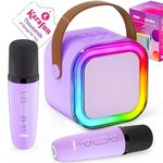 IROO Mini Karaoke Machine for Kids, 2026 TOP Kids Toys Birthday Gifts Ideas for Girls Boys Ages 3-12+ Years Old, Portable Bluetooth Speaker with 2 Wireless Mics, Noisemaker Toys for Party(Purple)