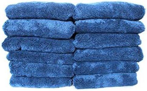 Maxshine 12 Pack Microfiber Towel - 600GSM Ultimate Crazy with Silver Silk Border, Dark Blue, 16”x24” (40x60cm) - Rinse-Free, Scratch-Free Drying Towels for Cars - Ideal for Car Detailing