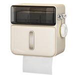 House of Quirk Tissue Storage Box for Wall, Paper Towel Holder for Wall - Hanging Storage Container for Toilet Paper - Floating Tissue Holder with Drawer Luxury (Beige)