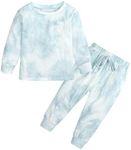 MYGBCPJS 2Pcs Kids Girls Tie Dye Sweatsuit Child Cotton Long Sleeve Outfits Set Sport Tracksuit Tops + Sweatpants, Green-white