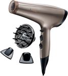 Remington Keratin Protect AC8002 Hair Dryer | 2200W Professional AC Motor Dryer with Ceramic Coated Grid | Infused with Keratin & Almond Oil for Soft, Shiny Hair | 90% More Ions for Frizz-Free Finish | Includes 7mm & 11mm Styling Nozzles and Diffuser | Gold Brown