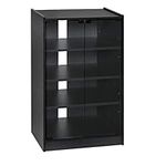 HOMCOM 5-Tier Media Stand, DVD Storage Cabinet with 3-Level Adjustable Shelves, Tempered Glass Doors, and Cable Management, Black