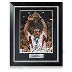 Exclusive Memorabilia Martin Johnson Signed England Rugby Photo: World Cup Winner. In Deluxe Frame