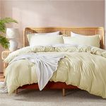 Nestl Vanilla Yellow Duvet Cover Queen Size - Soft Double Brushed Queen Duvet Cover Set, 3 Piece, with Button Closure, 1 Duvet Cover 90x90 inches and 2 Pillow Shams