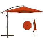 MUCHENGHY 10ft Patio Umbrellas Offset Outdoor Umbrella Cantilever Hanging Umbrellas with Crank & Cross Base 8 Sturdy Ribs for Yard, Garden & Deck (Orange)