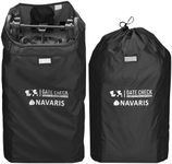 Navaris Gate Check Transport Bag for Baby Seat - Durable Baby Carrier Cover for Stroller - Waterproof 210D Baby Bags for Prams - Adjustable Straps, Black, 114 x 53 x 35cm