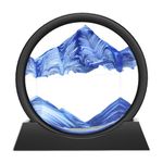 Wai Danie Moving Sand Art Picture 3D Hourglass Deep Sea Sandscape Liquid Motion Display Painting Flowing Sand Frame Relaxing Desktop Home Office Work Decor (blue, 7 inches)