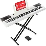 Best Choice Products 88-Key Full Size Digital Piano Electronic Keyboard Set for All Experience Levels w/Semi-Weighted Keys, Stand, Sustain Pedal, Built-In Speakers, 6 Voice Settings - White