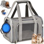 Pet Carrier Airline Approved,Soft Sided Cat Carrier New Upgraded Small Dog Carrier with Lockable Zippers,Breathable Pet Carrier for Cat,Dog Carrier for Small Medium Cats Puppies up to 15 Lbs (Grey)