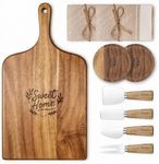 GleeNflux Charcuterie Board Gift Set, 9-Piece Acacia Wood Cheese Board with Knife Set, Elegant Serving Tray with Accessories, Gift Ready for Couples, Housewarming & Wedding