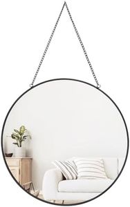 Dahey 11.8-inch Small Hanging Circle Mirror Wall Decor Gold Round Mirror with Hanging Chain for Living Room Bathroom Bedroom Dorm College Office, Black