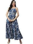 Divena Women's Cotton Fit and Flare Maxi Dress (Model_Number#1.Value_Blue