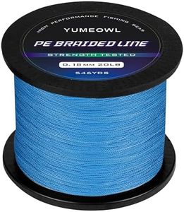 YUMEOWL Braided Fishing Line, Superline Abrasion Resistant Braided Lines,Zero Stretch, 8 Strand, Ocean Blue, 1093YDS, 100LB, 0.6MM