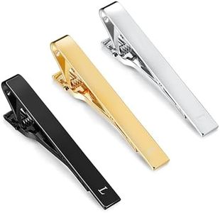 UBGICIG 3 Pcs Stainless Steel Tie Clips for Men Elegant Personalized Letter Tie Clip Set for Men Classic Gold Plated Silver Black Tone Tie Bar